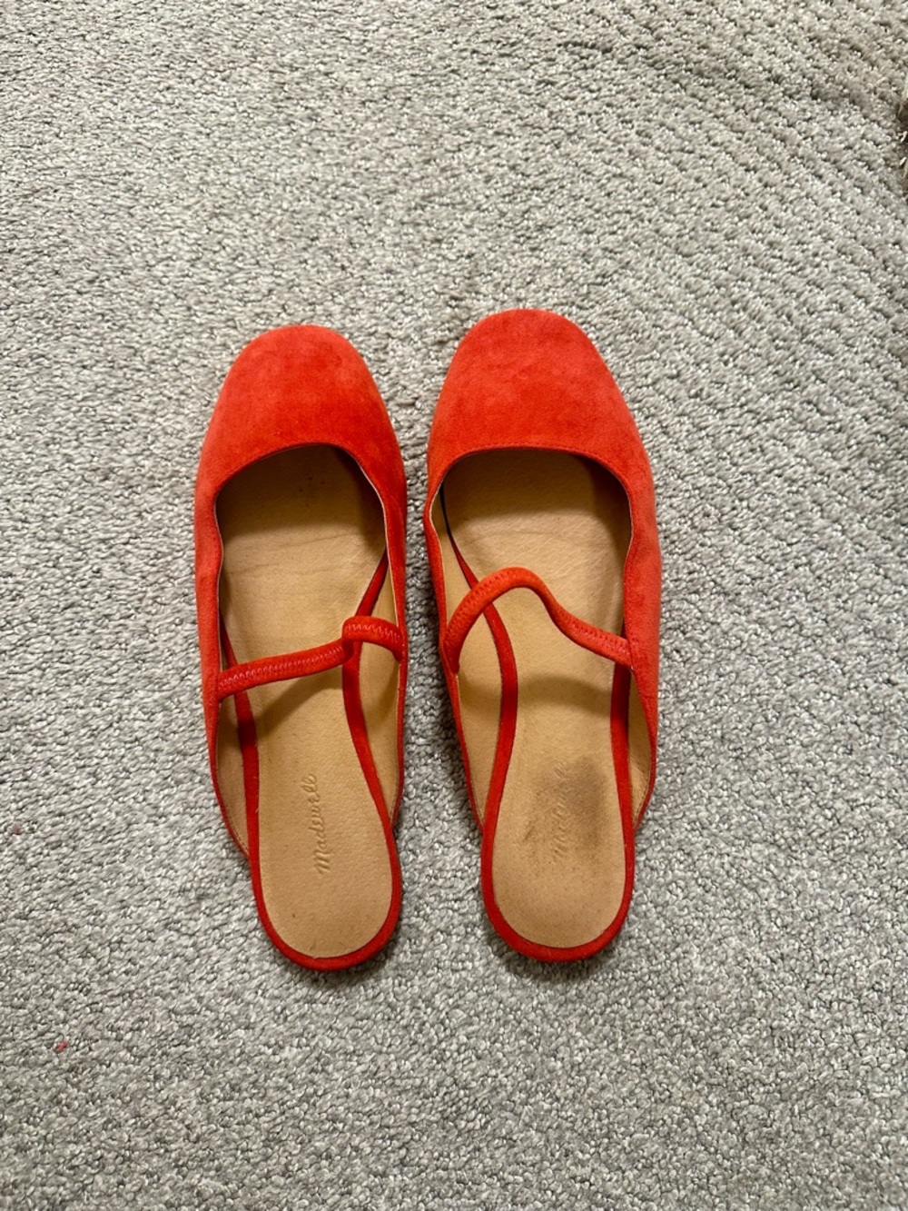 Madewell Women's Red Suede Slip-On Flats with Strap